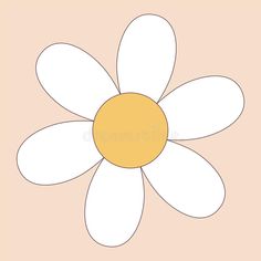 a white flower with yellow center on a pink background royalty illustration