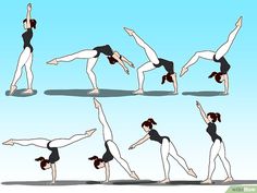 a woman doing yoga poses in different positions