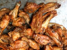 the chicken wings are cooked and ready to be eaten