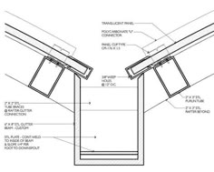 an architectural drawing shows the details of a window and its components, including parts labeled in text