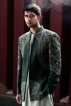 Machine Work Embroidery, Embroidery Dress Designs, Indian Wedding Suits Men, Indian Wedding Clothes For Men, Sherwani For Men Wedding, Wedding Kurta For Men, Dori Work, Groom Dress Men