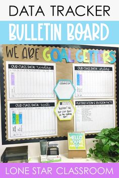 a bulletin board with text overlay that reads data tracker bulletin board we are goalgetters