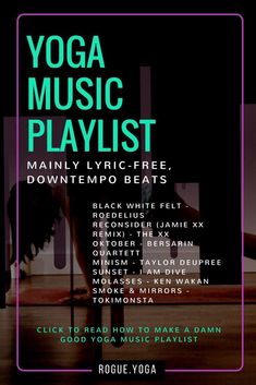 the flyer for yoga music playlist