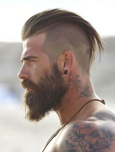 Undercut Hair Men, Male Undercut Hairstyles, Undercut Mens Hair, Undercut Beard, Shaved Head Styles, Viking Haircut, Hair Stules, Short Hair With Beard, Uk Hairstyles