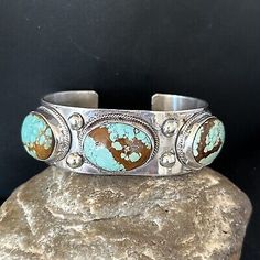 (eBay) NWT Mens Navajo Sterling Silver Blue Turquoise#8 Cuff Bracelet 14441 Untreated Turquoise Artisan Cuff Bracelet, Bohemian Adjustable Untreated Bracelets, Handmade Western Turquoise Bracelets, Handmade Western Turquoise Bracelet, Handmade Western Style Turquoise Bracelet, Handmade Western Style Cuff Bracelets, Handmade Turquoise Western Cuff Bracelet, Collectible Bohemian Turquoise Bracelets, Collectible Bohemian Turquoise Bracelet