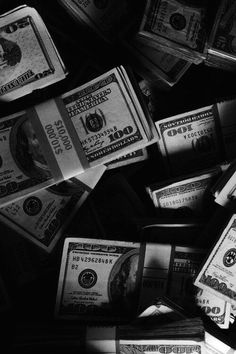 black and white photograph of dollar bills