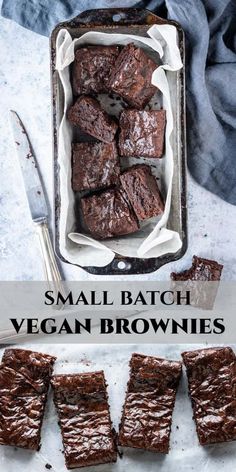 small batch vegan brownies in a baking pan