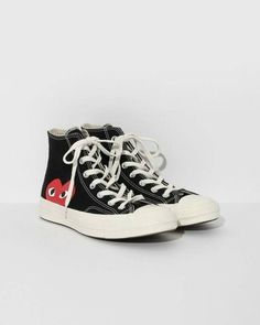 Comme Des Garcons Play Converse, Play Converse, Black High Top Converse, Comme Des Garcons Play, Star Sneakers