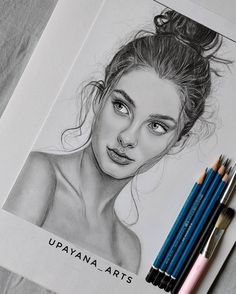 Pencil portrait of a beautiful model Portrait Sketches Realistic, Realistic Drawings Of People, Girly Sketches, Realistic Pencil Portrait, Pencil Colour Painting, Graphite Portrait, Pencil Drawing Images, Abstract Pencil Drawings, Pen Art Work