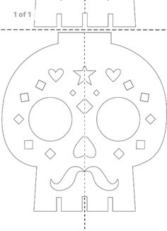 a paper cut out of a skull with a mustache and stars on the side,