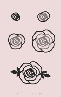 three black and white roses on a light pink background with the words,'i love you