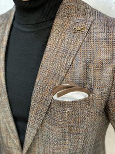 Sunniva Coffee Slim Fit Blazer – BRABION Slim Fit Blazer, Slim Fit Blazers, Fitted Blazer, Slim Fit, Blazer, Mens Outfits, Wool, Coffee