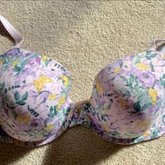 Nwt. Perfect Condition. Comfortable Fit With No Padding. Doesn’t Fit Me Postpartum. Spring Floral Print Multicolor Bra, Yellow Fitted Bra For Spring, Fitted Yellow Bra For Spring, Victoria's Secret Purple Bra For Spring, Victoria's Secret Summer Floral Print Bra, Victoria Secret Bras, Postpartum, Color Purple, Women's Intimates