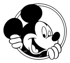 the mickey mouse logo is shown in this black and white image, it appears to be looking