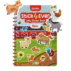 a sticker book with farm animals on it