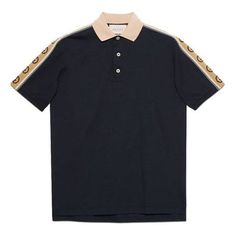 GUCCI Interlock Double G Stripe Polo Shirt Navy Blue 598949-XJB0Q-4685 (Men's/Colorblock/Short Sleeve/Gift Recommend/Gift to Boyfriend) Casual Gucci Tops For Work, Classic Gucci Polo Collar Top, Gucci Cotton Short Sleeve Polo Shirt, Gucci Casual Collared Polo Shirt, Casual Gucci Polo Shirt, Casual Gucci Collared Polo Shirt, Gucci Cotton Polo Shirt, Classic Gucci Cotton Polo Shirt, Casual Gucci Cotton Polo Shirt