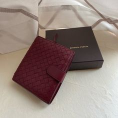 Used Maroon Bottega Veneta Wallet! The Leather Is A Bit Dirty And Old Since I’ve Had This Wallet For A Long Time. But No Obvious Flaws. Luxury Coin Purse With Original Box, Luxury Burgundy Leather Wallet, Luxury Burgundy Wallet For Everyday Use, Teal Bracelet, Blue Leather Wallet, Burberry Shirt, Black Gold Chain, Bottega Veneta Bags, Bottega Veneta Intrecciato