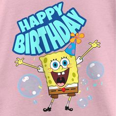 a spongebob birthday shirt with the words happy birthday on it's chest