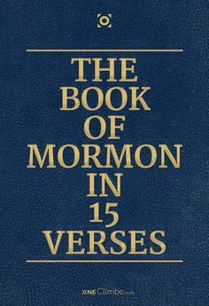 the book of mormon in 15 verses, with blue cover and gold lettering on it