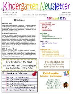 the children's news letter is displayed in front of a white background with colorful lettering