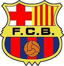 the logo of fcb is shown in red, yellow and blue stripes on a white background