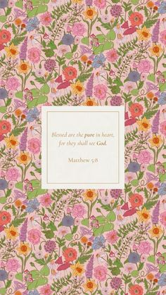 the front cover of a book with flowers on it and a verse written in white