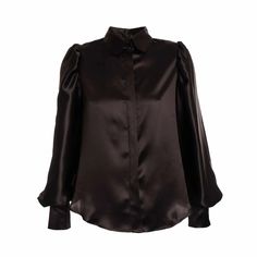 Black silk blouse - Blouse Black Silk Blouse, Artisan Fashion, Christian Dior Haute Couture, Wide Sleeves, Style Gift, Black Silk, Covered Buttons, Silk Blouse, Sustainable Fashion