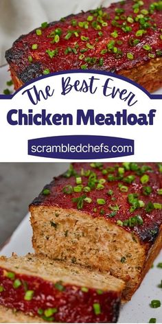 meatloaf with cranberry sauce and green onions on top