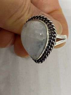 Large Vintage ring set with huge genuine Rainbow Moonstone. Low content silver not sterling. Size 9 I can re size it for a jeweler's fee of $20 All rings are shipped in a nice gift box. Check out our over a THOUSAND great reviews Engraving is $4 per letter and is not always perfect depending on the piece. It can take a few days if the jeweler is busy. This is payable to Paypal Judithsltd@gmail.com Silver Teardrop Moonstone Ring For Anniversary, Silver Teardrop Cabochon Rings, Vintage Moonstone Ring With Large Stone As Gift, Vintage Moonstone Ring With Large Stone For Gift, Silver Adjustable Moonstone Ring With Large Stone, Adjustable Silver Moonstone Ring With Large Stone, Handmade Silver Teardrop Moonstone Ring, Moonstone Open Ring With Large Stone As A Gift, Silver Opal Ring With Large Stone As Gift