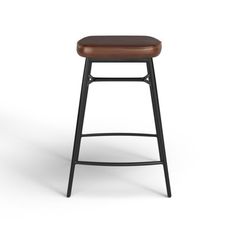 the backless stool is shown in black and brown