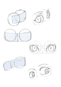 the steps in how to draw an eye with different angles and shapes for each part