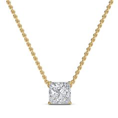 "✦ Princess Diamond Pendant ✦ Mia Princess Diamond Pendant, Diamond Pendant with 14kt Gold chain, 1.00ct F VS1 Princess cut Lab Grown Diamond set in four prong basket set of 14kt gold  ✨ITEM DETAILS * Style: Mia Princess Diamond Pendant * Setting type: Four prong basket setting * Chain Length: 18 INCH  * Note: *Contact us for 16 INCH/20 INCH Gold chain* ✨MAIN STONE * Main stone: Lab grown diamond * Diamond Cut: Princess cut * Diamond color & purity: F VS1  * Diamond Weight: 1.00 to 3.00 carat(optional) * Diamond Certificate: IGI * Please note the total carat weight of center stone can go higher up to 0.25ct. * All diamond prices are of Lab grown diamond * Center stone in picture is a 1 carat diamond * Kindly contact us for any custom requirements ✨METAL DETAILS * Metal: Solid Gold * Metal Vs1 Diamond, Basket Setting, Subtle Elegance, Solid Gold Chains, Princess Cut Diamond, Rose Gold Chain, Yellow Gold Setting, Princess Diamond, Surface Area