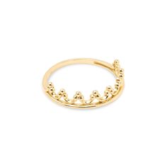 Adorable solid 14k yellow gold Crown Ring. Perfect to wear everyday and everywhere. Unique, elegant and everlasting. A must have in your gold collection. 14k gold will not tarnish or rust. Perfect for her. Materials: 14k Gold Sizes: 5 to 12 US Weight: 1.5 grams  ( aprox, depending on the size) Band width: 1.5mm Crown widht: 4.5mm 14k Stamped Brand new Fast shipping Briza Collections is a small family owned business that works hard on providing the best selection of Fine Solid Gold Jewelry for th Gold Crown Ring, Crown Ring, Gold Crown, Solid Gold Jewelry, Ring Dainty, Gold Collection, Small Family, Stackable Rings, Solid Gold