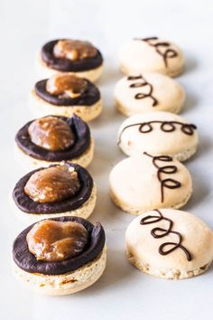 several cookies with peanut butter on them are arranged in the shape of letters and numbers