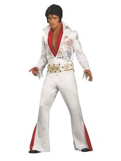 elvis presley costume is shown in white and red