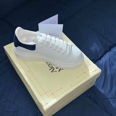 Alexander Mcqueens Blue And White Larry Latino Elegant Blue Low-top Sneakers, Whote Shoes, Alexander Mcqueen Outfit, Mcqueen Outfit, Blue Alexander Mcqueen, Alexander Mcqueen White, Alexander Mcqueens, Mcqueen Shoes, Alexander Mcqueen Shoes