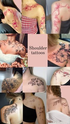 many different tattoos on the back of women's bodies