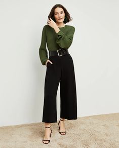 Zhou Culotte - Eco Heavy Soft Wave :: Black – M.M.LaFleur Business Professional Outfits, Work Outfit Ideas, Work Fits, Summer Work Outfits, Professional Attire, Interview Outfit, Work Style, Work Outfits Women, Professional Outfits