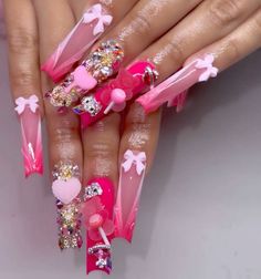 Baddie Nails, Long Acrylic, Bling Acrylic Nails, Cute Art Styles, Best Acrylic Nails, Long Acrylic Nails