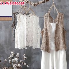 Top Seller for Women Floral Open Cardigan Boho Crochet Vest Waistcoat Hollow Out Cover Up, Womens Tops Cheap Casual Crochet Vest, Cheap Bohemian Vest For Spring, Crochet Vest Pattern Free Boho Libraries, Luxury Bohemian Women's Vest, Pakistani Vest Women, Crochet Vests, Heart Clothes, Vest Waistcoat, Crochet Vest