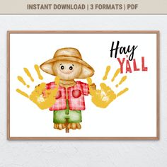 a watercolor drawing of a person wearing a hat and holding hands with the words happy y