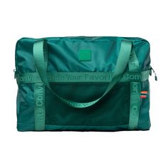 Meet the 7-Eleven® Weekender Duffle Bag: Your ideal travel partner for those on-the-go moments. This green bag features eye-catching webbing, proudly declaring "your favorite convenience," making it a stylish statement piece. Whether it's a weekend escape or daily excursions, this spacious and fashionable duffle bag is Paracord Zipper Pull, Travel Partner, Weekend Escape, 7 Eleven, Green Bag, Stripes Design, Duffle Bag, Shoulder Strap, In This Moment