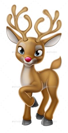 a cartoon deer with big eyes and antlers - animals characters