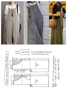 an image of a woman's overalls pattern and the instructions for sewing them