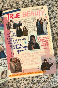 True Beauty K-Drama in my tv show and film journal Aesthetic Pages For Journal, Bujo Design Ideas, Barbie Journal Page, Kdrama Scrapbook Ideas, K Drama Books, K Drama Journal Ideas, Tv Shows Journal, True Beauty Journal, True Beauty Drawing