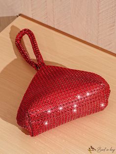 BirdinBag - Chic Red Rhinestone Evening Clutch: Ideal for Party Glamour Glamorous Red Embellished Bag, Red Embellished Party Bag, Red Rhinestone Evening Bag For Formal Occasions, Formal Red Evening Bag With Rhinestones, Glamorous Red Party Bag, Red Rhinestone Bags For Events, Red Rhinestone Event Bags, Red Event Bags With Rhinestones, Rhinestone Party Bag For Valentine's Day