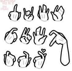 hand gestures drawn in black and white