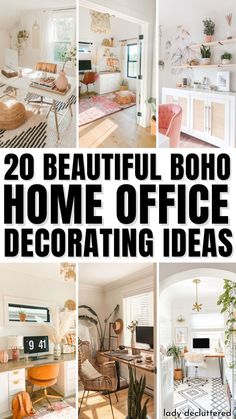 20 Beautiful Boho Office Decor Ideas Office Decor Boho Modern, Home Office Boho Chic Bohemian, Home Office Room Decor Ideas, Boho Farmhouse Office Ideas, Boho Offices Workspaces, Boho Office Ideas Bohemian, Bohemian Office Decor Boho Style, Bohemian Desk Decor, Airbnb Office Space