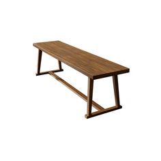 a wooden bench sitting on top of a white background