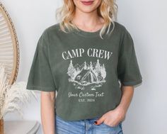 Gear up for the ultimate bachelorette adventure with our Camp Bachelorette shirts! Designed for comfort and style, these shirts are perfect for wilderness retreats or cozy campfire nights. Get ready to make memories that last a lifetime! WHY CHOOSE US ? - Evidence sent via Etsy message  - Unlimited revisions  - SATISFACTION GUARANTEE!    PRODUCT DETAILS  The Comfort Colors 1717 tee is made with medium fabric consisting of high quality, 100% ring-spun US cotton for long-lasting comfort. The relax Camping Crew Shirts, Hiking Bachelorette, Last Trail Before The Veil, Camp Bachelorette Party, Camp Bach, Camping Bachelorette, Cozy Campfire, Bachelorette Shirts, Bachelorette Party Shirts